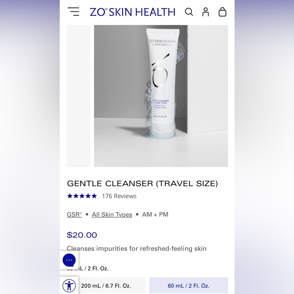 Zo gentle cleanser.